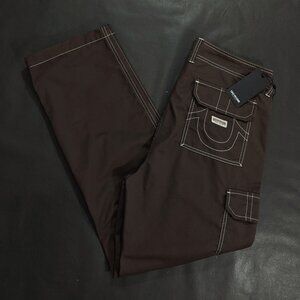 $139 True Religion Bobby Baggy Cargo Pant Men Size 34 34x32 Brown